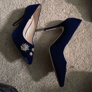 White House Black Market Blue Velvet Heels